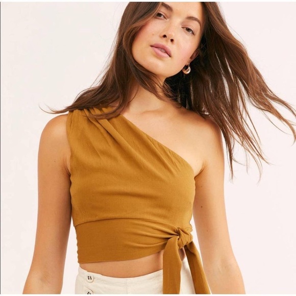 Free People Tops - Free People — One Shoulder Tie Waist Crop Top